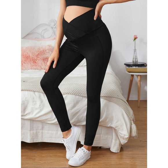 Maternity Solid Surplice Leggings black - Picture 4 of 5